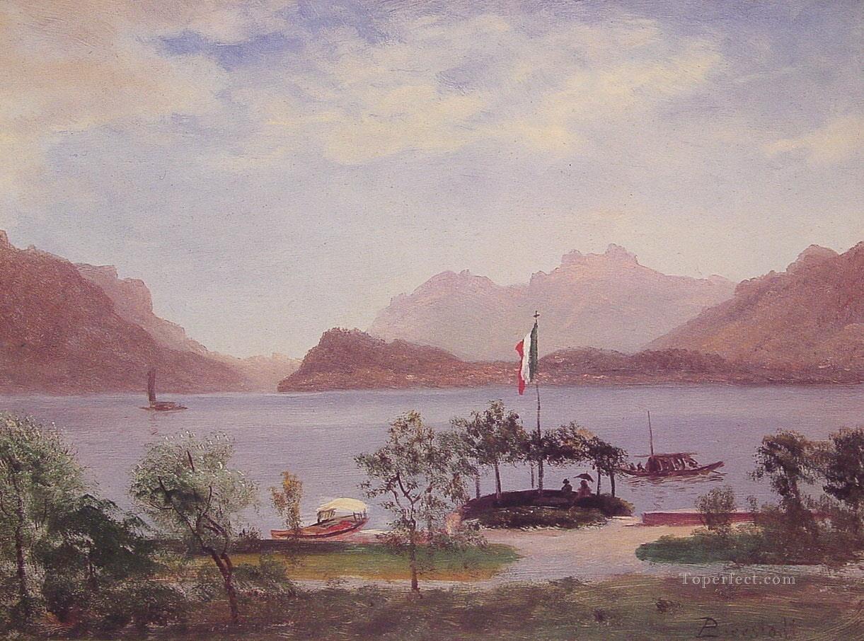 Italian Lake Scene Albert Bierstadt Oil Paintings